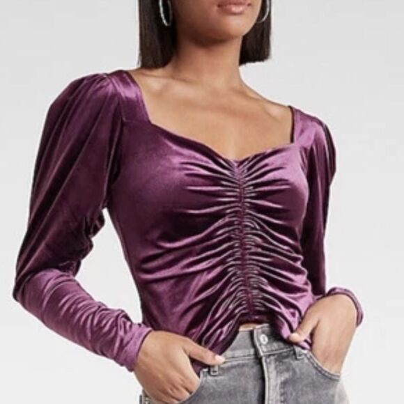 Express Purple Long Sleeve Top Medium New - Picture 2 of 12